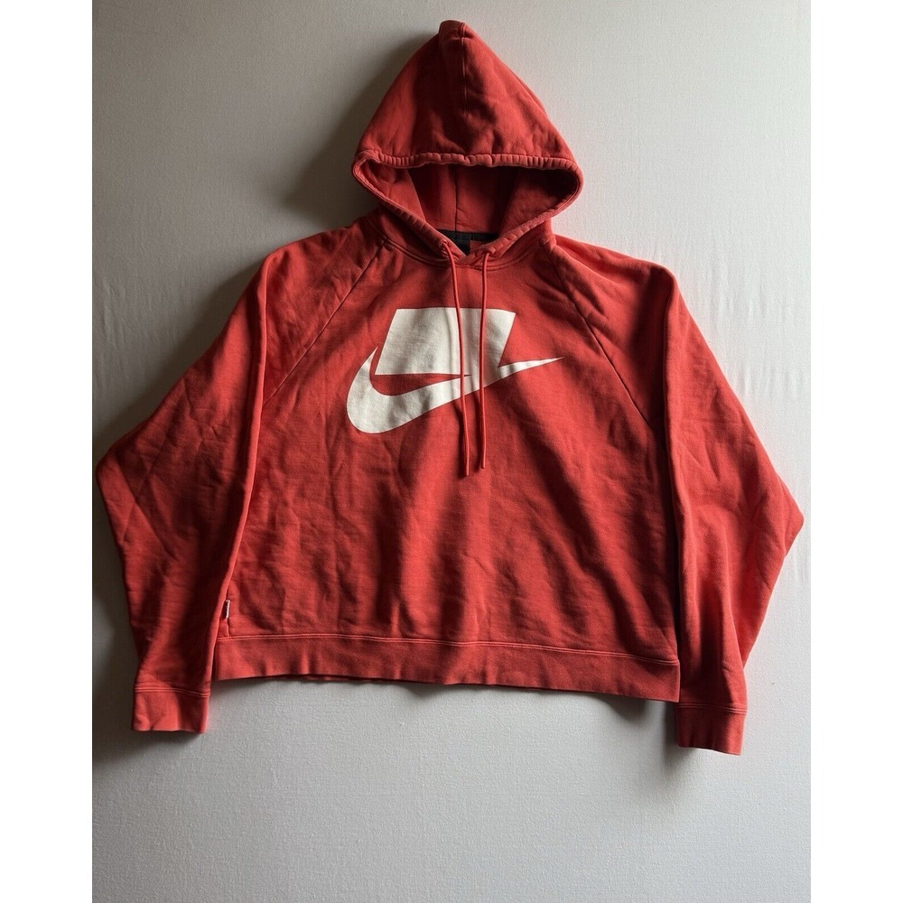 NIKE NSW Pullover Hoodie Mens Large Light Crimson‎ White Y2K Style AR4854-696
